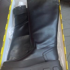 Platform knee high cute all black boots size 11W